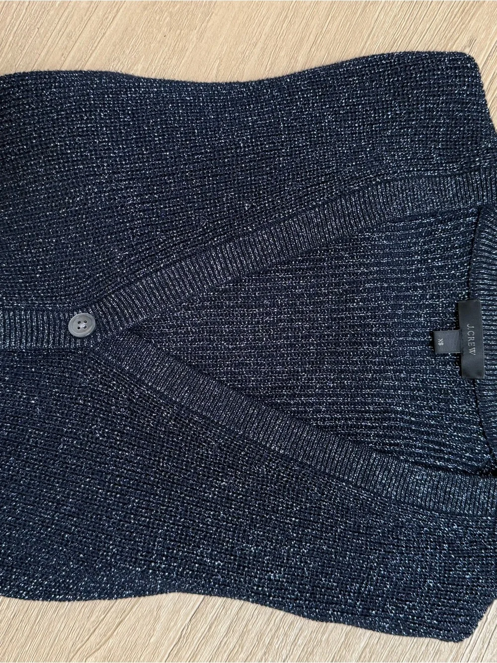 J. Crew Metallic Navy Ribbed V-Neck Cardigan